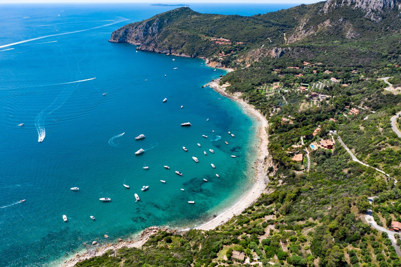 Vista aerea della spiaggia dell'Argentario